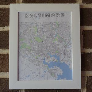 8 x 10 Framed Baltimore Street Map